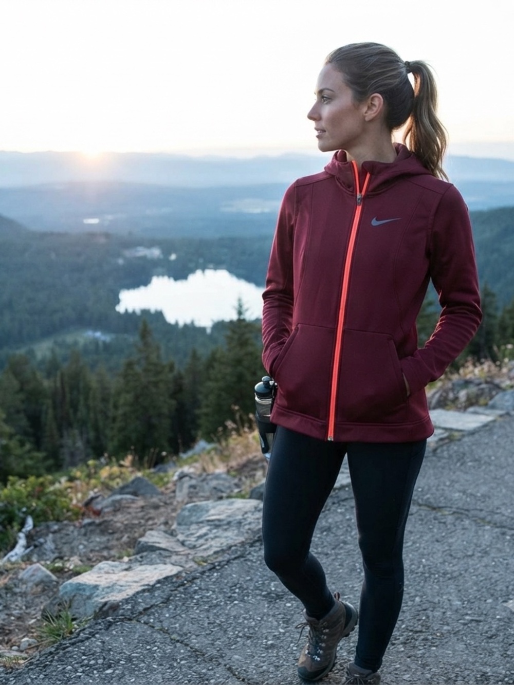 NIKE Women's Red Dri-Fit Athletic Training Full Zip Hooded Jacket  Sport Size S
